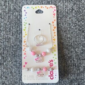 Claire's Pink and Silver Beaded Jewelry Set